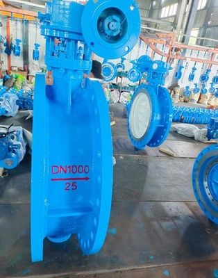 Flowseal Double Flange Triple Eccentric Butterfly Valve Gear Operated Customized Options