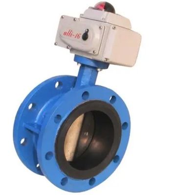 Gas Media Butterfly Valves Rubber Seat Double-Flanged 24V/DC Electric Rotary Actuator