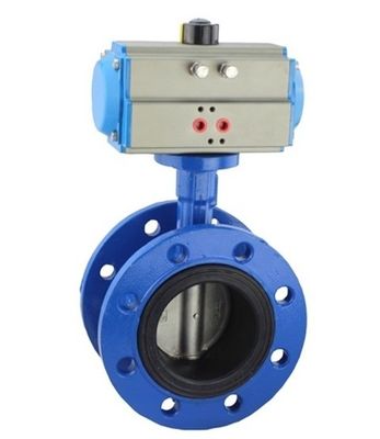 Gas Media Butterfly Valves Rubber Seat Double-Flanged 24V/DC Electric Rotary Actuator