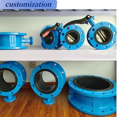 800mm Stock Rubber Lined Double Flanges Butterfly Valve Large Size PN16 DN1000 Suitable
