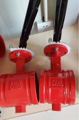 Manual Fire Protection Signal Grooved Butterfly Valve with Centre Sealing Rubber Seal