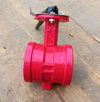 Manual Fire Protection Signal Grooved Butterfly Valve with Centre Sealing Rubber Seal