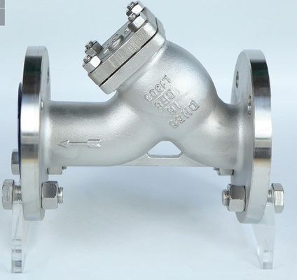 DI Body Material Stainless Steel CF8/CF8M PN16 Flanged Y Strainer with Support