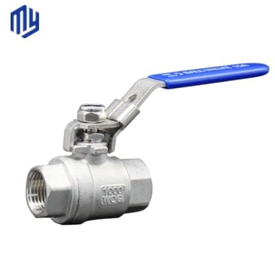General 2PC Stainless Steel Internal Thread Handle Lock Ball Valve for Water Oil and Gas